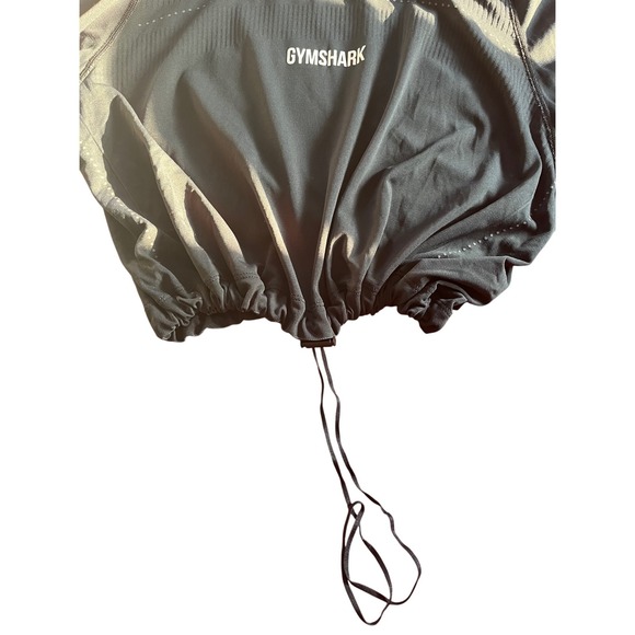 Gymshark Womens Black Long Sleeve Mesh Crop Top Drawstring Hem Activewear Small - Picture 4 of 7